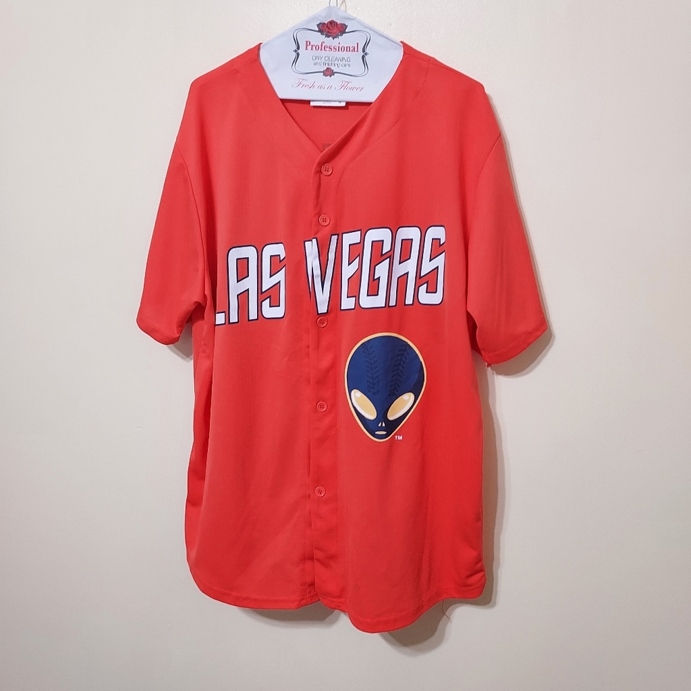 Las Vegas 51s Orange Minor League Baseball Jersey Quirky Alien Area 51 XL